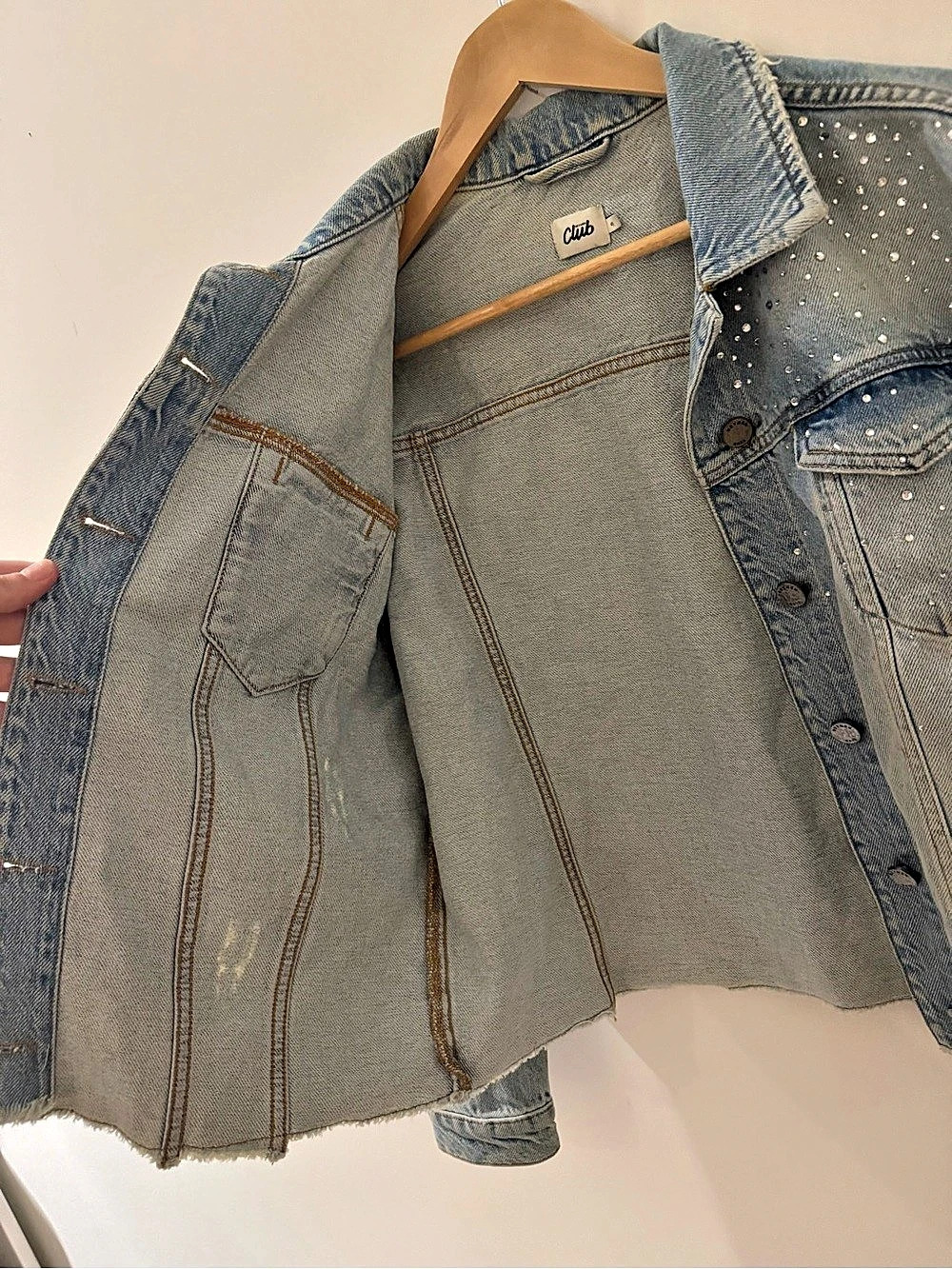 Y2K Club Rhinestone Denim Jacket Size Small - Picture 8 of 11